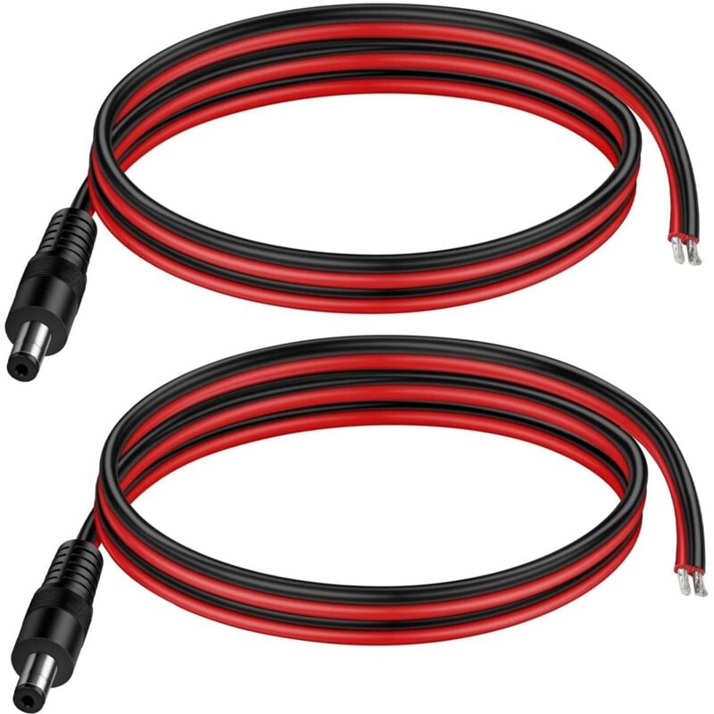 2PCS 14AWG 5.5 X 2.1mm DC Power Pigtail Cables,12V 10A DC Power Connector for Video Monitor CCTV Camera Cable LED Strip DC Connector(1m)
