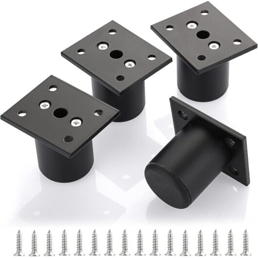 4pcs Adjustable Furniture Legs Bed Legs Raise Furniture Aluminum Alloy Legs for Bed Frame, Wardrobe, Table (Black, Height 50mm)