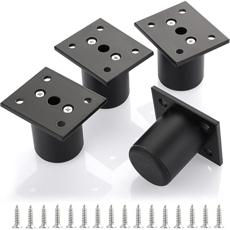 4pcs Adjustable Furniture Legs Bed Legs Raise Furniture Aluminum Alloy Legs for Bed Frame, Wardrobe, Table (Black, Height 50mm)