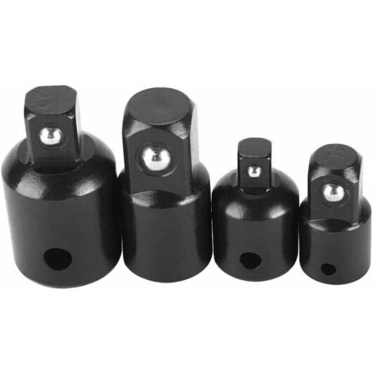 4pcs Increaser and Reducer Set Ratchet Adapter Reducer Adapters for Sockets and Bits 1/2" 1/4" 3/8" Pillote