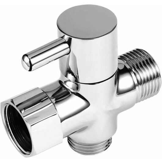 Adaptateur en T G1/2" avec vanne de dérivation Commutation du débit d'eau pour salle de bain Douche 3 voies en laiton massif chrome poli
