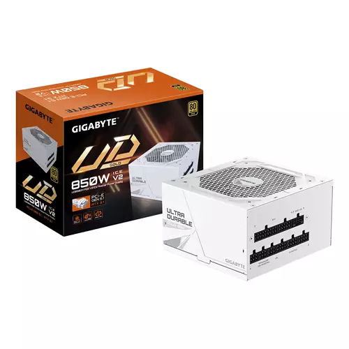 GIGABYTE UD850GM PG5 V2 ICE Power Supply Unit- PCIe Gen 5.1 80 PLUS Gold Fully Modular Design 120mm Fan ATX 3.1 compatible EU Plug