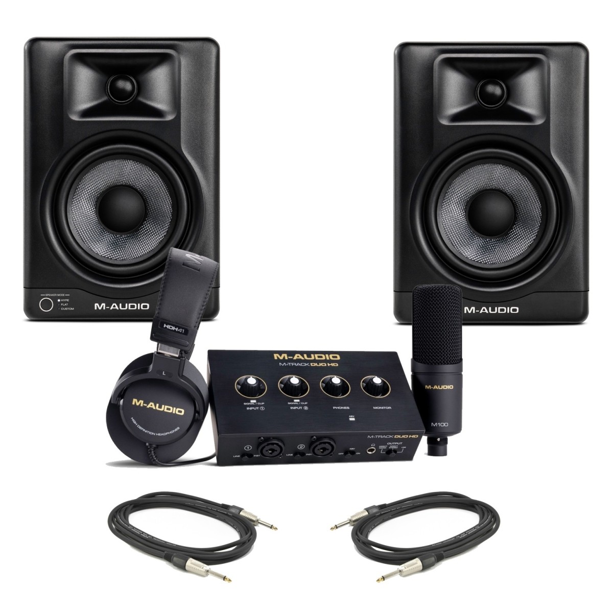 M-Audio BX5BT and M-Track Duo HD Complete Home Recording Bundle