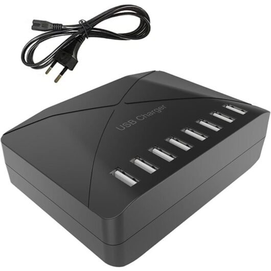 Memkey - 40W usb Charger, 8-Port Multi-USB, Charging Hub with Smart Sensing, Multi-Port usb Charging Station, for Smartphones, Tablets and Other
