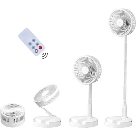 Memkey - Desk and Table Fan, Portable and Foldable, Adjustable Fan, Floor Fan, Rechargeable usb Fan, 4 Speeds, Tool-Free Assembly (7200mAh)