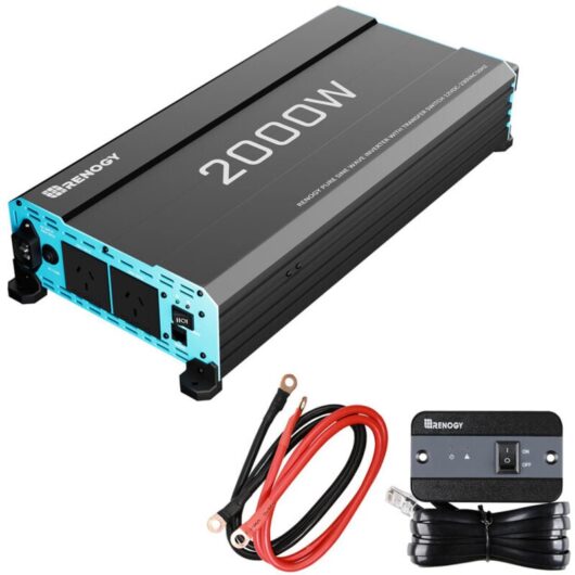 Renogy - 2000W/4000W 12V to 230V Pure Sine Wave Inverter with Priority Switching & 2 eu Outlets ̈c For Home & Camping