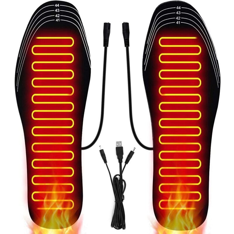 (Taille 35-41) Sems chauffantes, sems chauffantes alimentées par USB avec température et minuterie réglables, sems thermiques lavables et