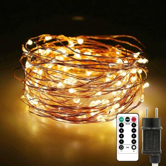 10m long LED string lights made of copper wire, 100 LEDs, waterproof (IP65), with mains plug, ideal for Christmas decoration, for indoor and outdoor