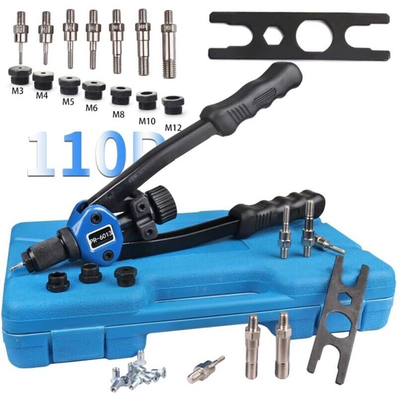 110 Pieces M3-M12 Blind Rivet Pliers Set with Aluminum Rivets for Stainless Steel and Aluminum, Professional Hand Rivet Pliers