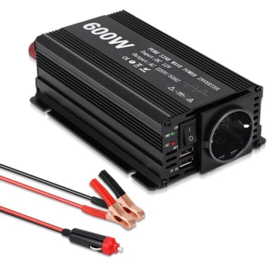 12V 600W Inverter, 12V DC to 220V AC, Power Supply with Cigarette Lighter Socket