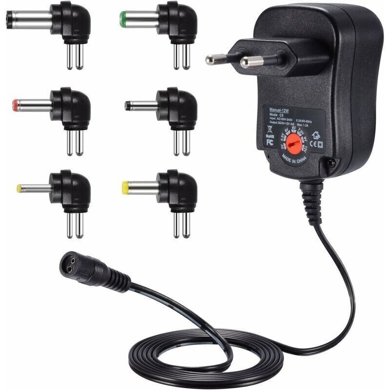 12W Universal Power Supply, Transformer 3V, 4.5V, 5V, 6V, 7.5V, 9V and 12V DC 220V