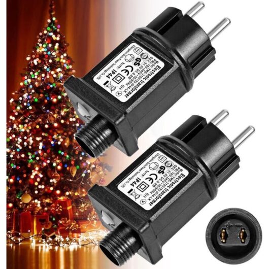 2-Piece 31V 6W LED Power Supply Transformer, Low Voltage Driver Adapter, IP44 Flasher with 8 Modes, Timer and Memory Function