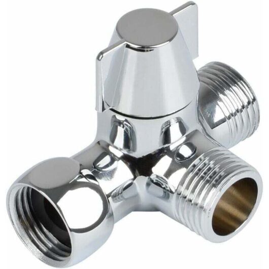 3-way diverter valve for shower, solid brass, thread (12.7 mm), polished chrome (PV8)
