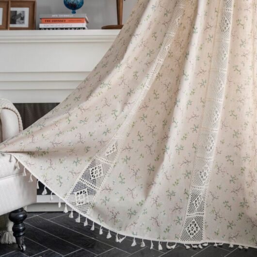 Country-style curtains, 1 piece, retro hollow translucent lace curtains, 150x160cm