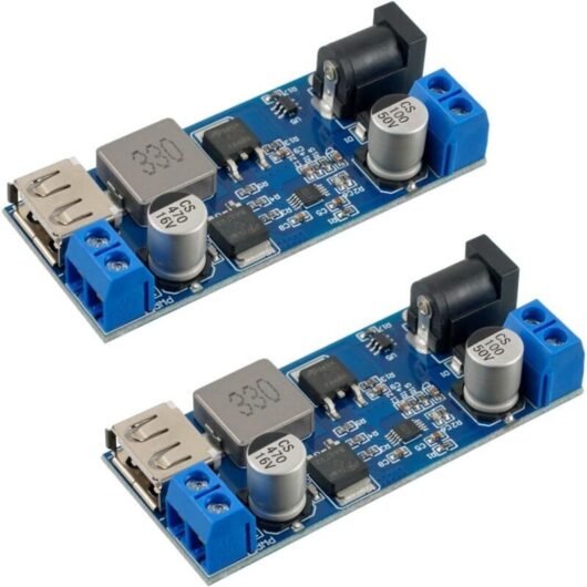 DC 6V 9V 12V 24V to DC 5V 5A Step-Down Converter Module, DC 5V-5.3V 5.2V 3.5-6A Transformer, Dual Output Voltage Regulator Power Supply Module