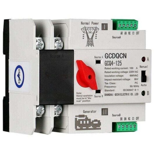 Dual-power automatic transfer switch 2P100A, PC-level isolated millisecond ATS switch, rail-mounted