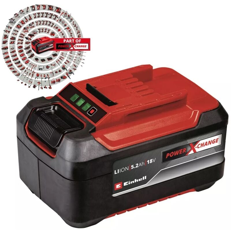 Einhell - 5.2Ah plus 18V Battery Power X-Change Rechargeable Dust Resistant led