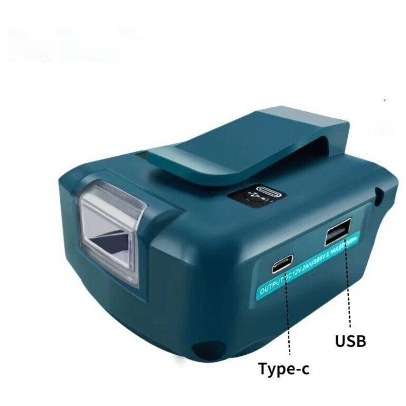For Makita models with Type-C, inverter power supply, convenient battery inverter with 3 brightness modes and camping belt loop