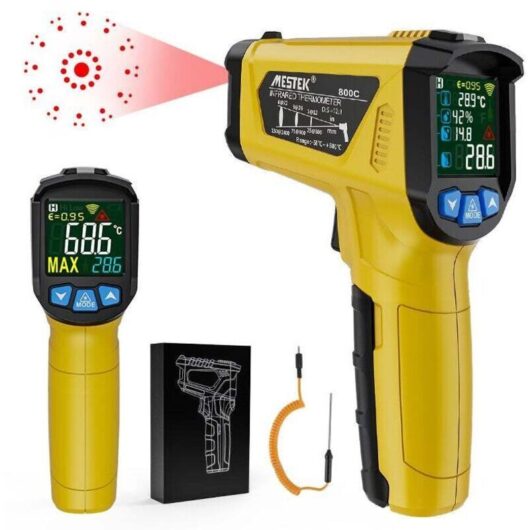 High-precision industrial thermometer, laser infrared thermometer, portable infrared temperature probe, non-contact LCD 800°C