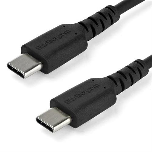StarTech.com 1m USB C Charging Cable - Durable Fast Charge & Sync USB 2.0 Type C to USB C Laptop Charger Cord - TPE Jacket Aramid Fiber M/M 60W Black - Samsung S10 S20 iPad Pro MS Surface