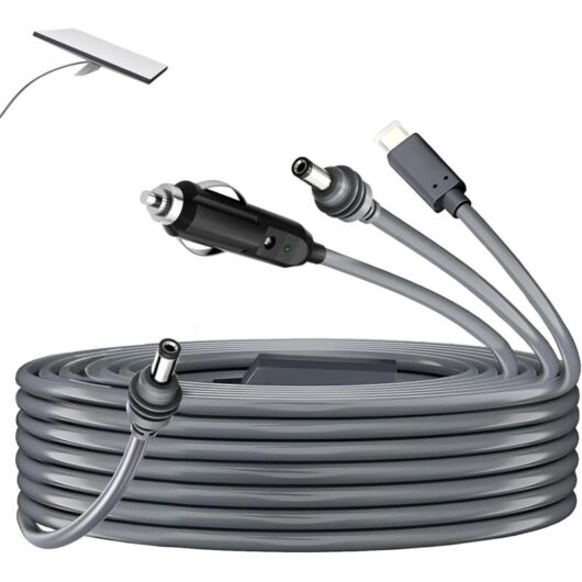 Starlink Mini 3-in-1 power cable, USB Type-C, 12-24V, cigarette lighter plug and DC plug, car charger adapter and DC connector for Starlink Mini (3 m)