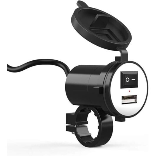 Waterproof 12V Motorcycle USB Charger, Universal Motorcycle Handlebar Mount, Waterproof USB Motorcycle Charger, Fast 5V/2.1A Charging for GPS and