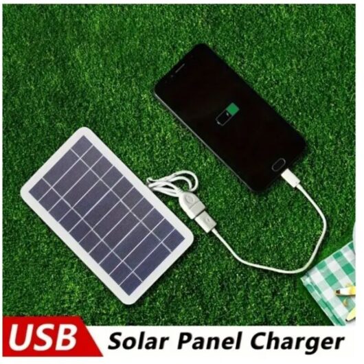 1-Piece USB Solar Panel - Solar Power Supply, Female USB to Male USB Connector - Compatible with Phones, Power Banks, Flashlights, and Fans