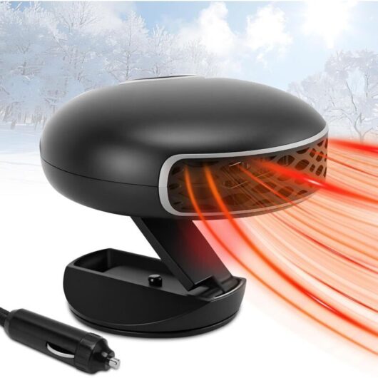 12V Car Heater, Fast Heating Defrost Fan, Cigarette Lighter Power Supply, Overheat Protection, Defogger for Cars, SUVs, Taxis, Pickups (Black)