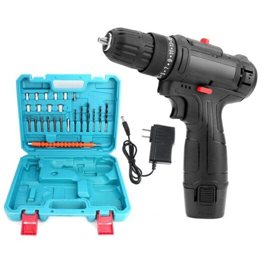 12V Rechargeable Lithium Drill, Cordless Cordless Electric Screwdriver for Household Power Tools