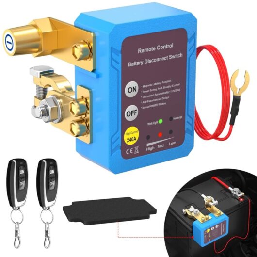 12V/24V 240A Remote Battery Disconnect Switch, Automatic Power Cut-off Switch, Remote Control Switch, Side Mount