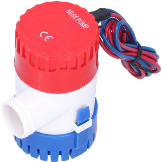 12V/24V Electric Bilge Pump, Semi-automatic Switch, Small Submersible Pump for Draining, Power Supply 350/500/750/1100GPH (DC12V 500GPH).