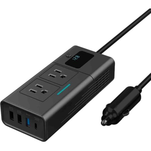 200W Car Power Inverter with US Standard Plug: 12V to 110V Power Converter with USB QC3.0 and PD Fast Charging for Convenient Power on the Go