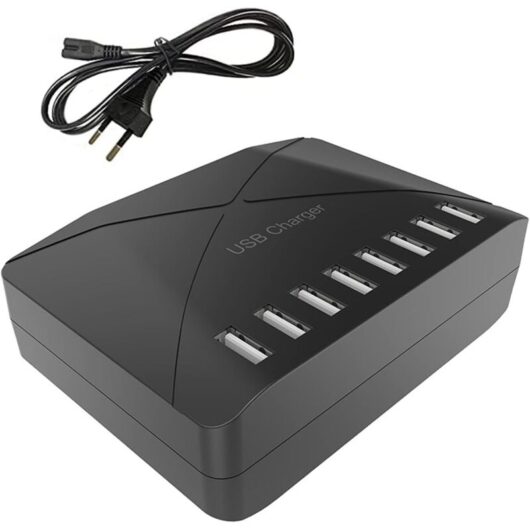 40W USB Charger, 8-Port Multi-USB Charging Hub with Smart Detection, Multi-Port USB Charging Station for Smartphones, Tablets and Other Devices