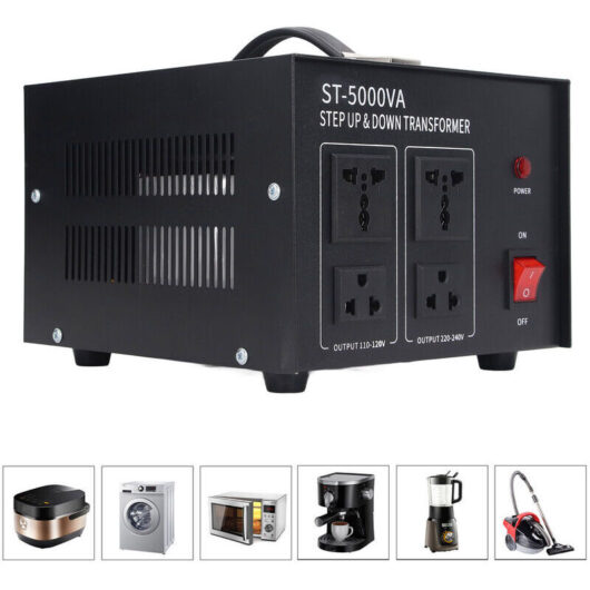 5000VA Input Transformer, 5000W Voltage Converter, Automatic Switch, EU Plug Adapter AC 110V/120V/220V/240V