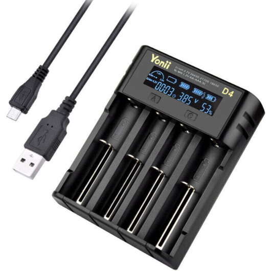 Battery charger, suitable for 18650 and 22650 batteries, universal 4-slot battery charger, suitable for rechargeable lithium-ion batteries Ni-AH,