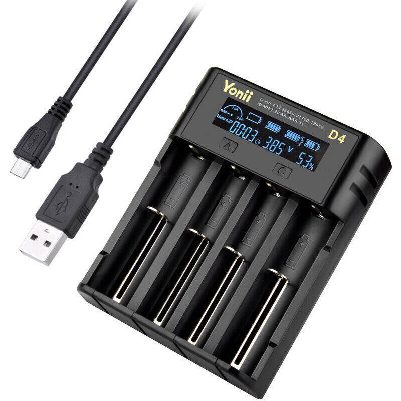 Battery charger, suitable for 18650 and 22650 batteries, universal 4-slot battery charger, suitable for rechargeable lithium-ion batteries Ni-AH,