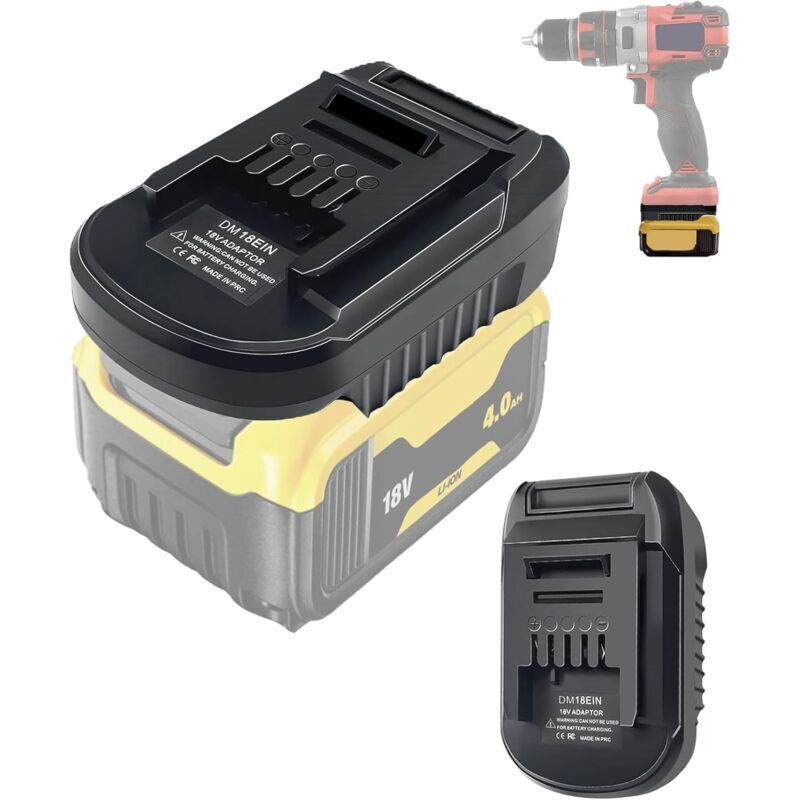 DM18EIN Battery Adapter for Dewalt and Milwaukee - Converter to Einhell Power Tool - Compatible with Dewalt 20V and Milwaukee 18V