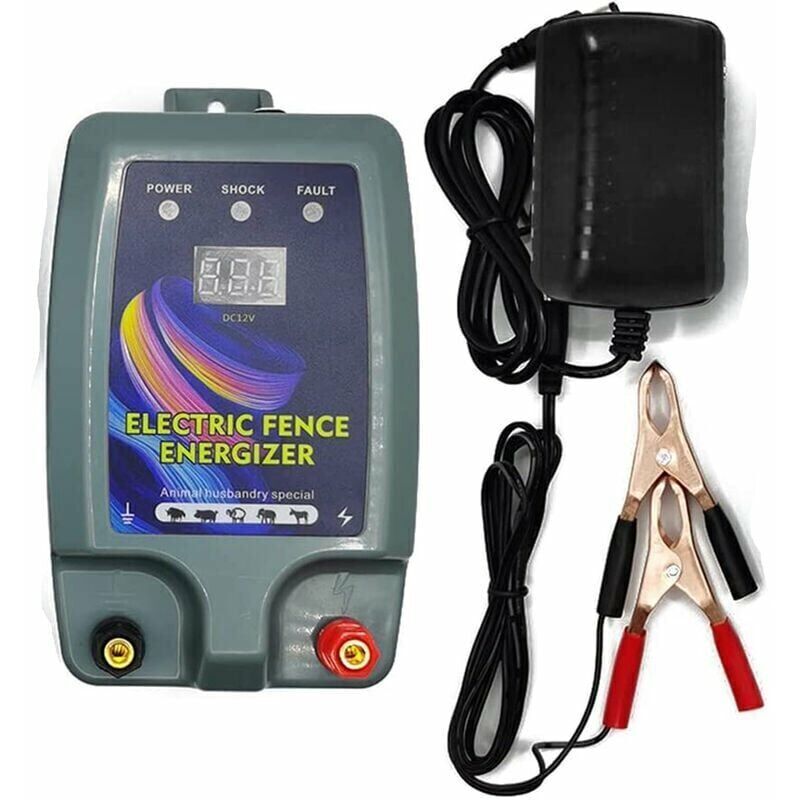 Electric fence kit, electric fence for livestock, animals, fence energizer, high power, 3 power modes for poultry farming