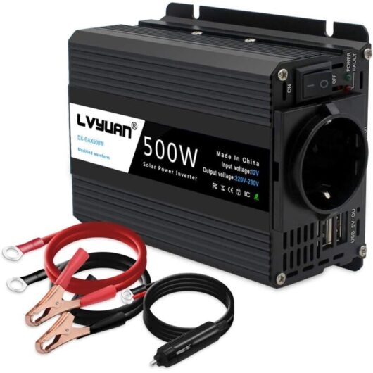 Gotrays - 500W Power Inverter dc 12V to 230V ac Voltage Converter 12V Car Converter with Dual usb Ports and eu Sockets Car Charger Adapter