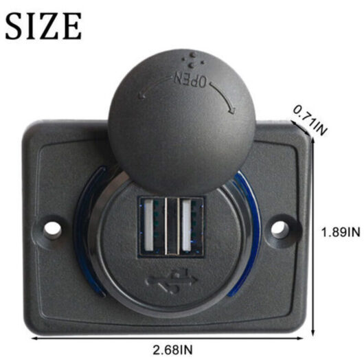[NEVER USED] Dual USB Port Socket, 3.1A Car Dual Black ABS USB Port Charger 12V Power Outlet LED, Waterproof, USB Charger with LED Opening, Car Phone