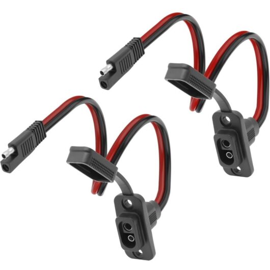 Quick Connector Adapter, 12 AWG Extension Cord, Side Power Port, Temperature Resistant, Universal Solar, Battery Charger (2 Pcs, 0.3m), SAE