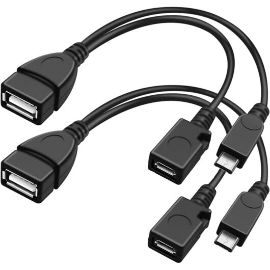 USB OTG adapter cable with Micro-USB 2.0 connector and USB-A connector for USB sticks/keyboards/hard drives/Fire TV Sticks, 20 cm