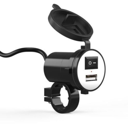 Waterproof 12V Motorcycle USB Charger, Universal Motorcycle Handlebar Mount Waterproof USB Motorcycle Charger Fast 5V/2.1A for GPS Charging, Mobile