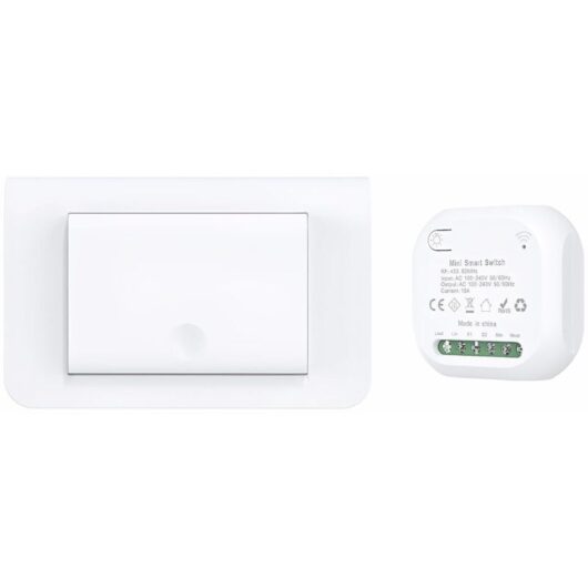Wireless switch with its own power supply no battery or wiring required. Easy installation. Remote control. Waterproof. Fireproof. Multiple control