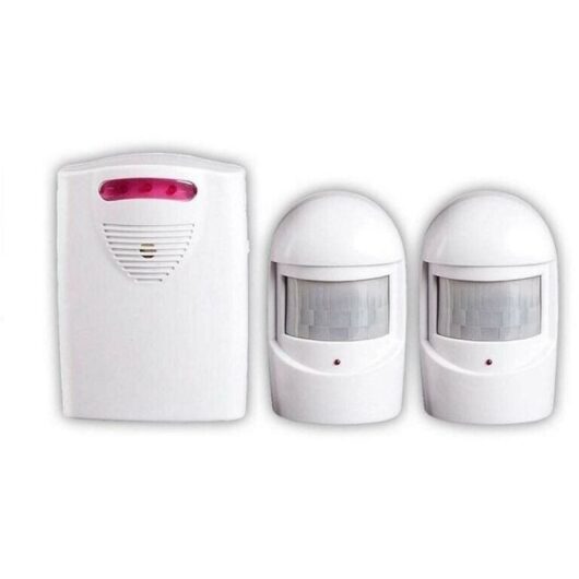 1 Receiver + 2 PIR Detectors, IP44 Outdoor Wireless Alarm, Security Kit for Yard/Garage/Barn with Motion Detection