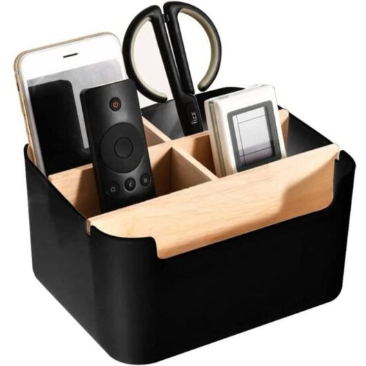 1-piece Desk Organizer, made of natural wood, multifunctional storage with removable dividers, ideal for home office, kitchen, bathroom and