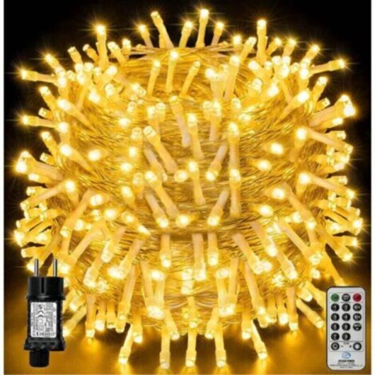 100m 1000LED LED String Lights, IP44 Waterproof Christmas String Lights with Remote Control and Timer, 8 Modes, Warm White