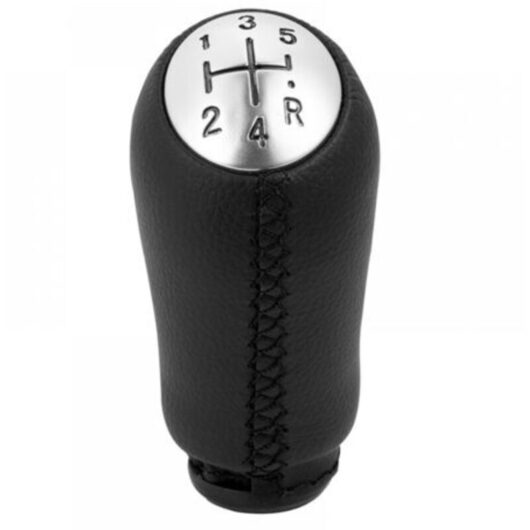 1pc Manual Gear Shift Knob for Renault Clio III 2005-09, Megane 2 Laguna 2003-09, black leather, with adapter