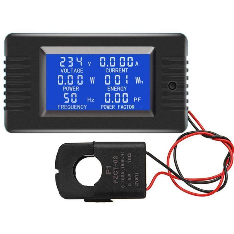 AC 80-260V 100A Current Voltage Amperage Power Energy Panel Meter LCD Digital Display Ammeter Voltmeter Multimeter with Open CT