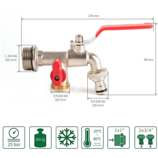 [NEVER USED] Garden double tap, brass tap, high quality 3/4 inch BSP double tap